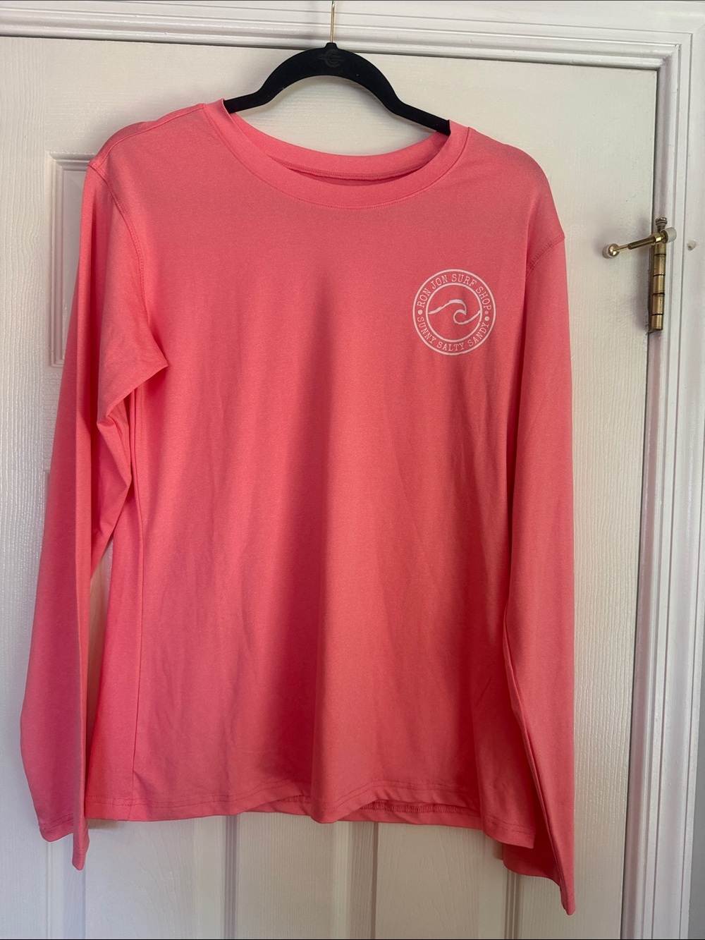 Ron Jon Surf Shop Coral Long Sleeve rash Guard with Wave Logo and UPF 50+